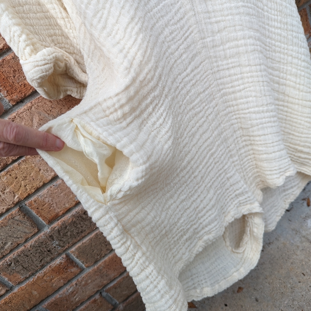 Elan Cream Gauze Button-Front Romper - Picture 6 of 7